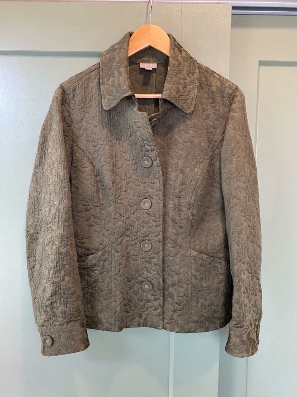J. Jill Olive Green Jacquard Jacket